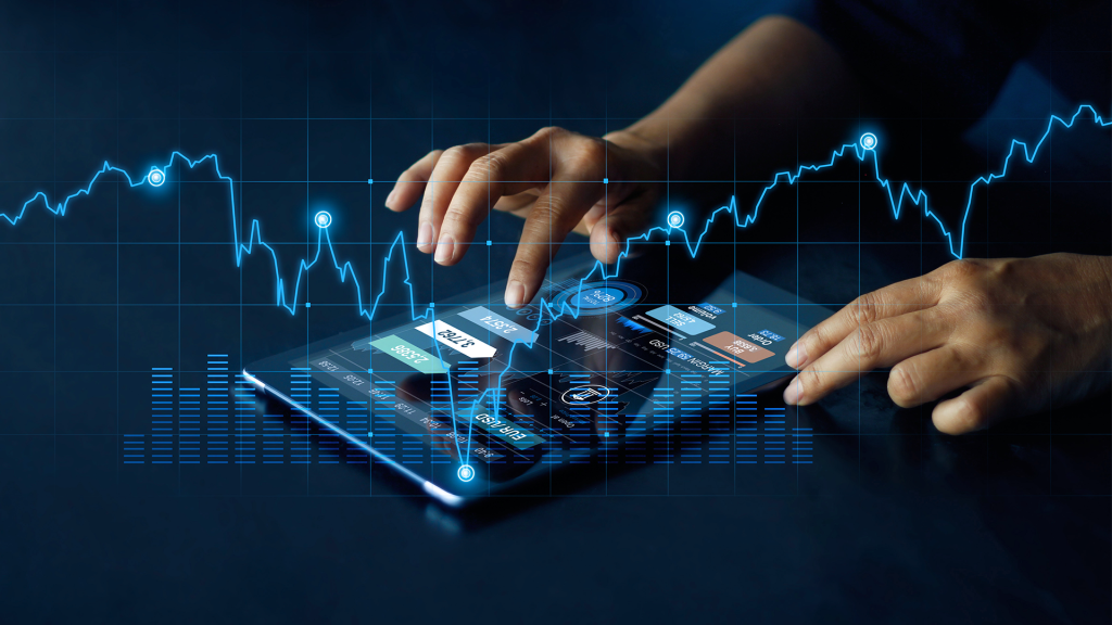 Tablet displaying digital interface with technology background, representing mobile job search tools