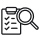 Home 47 Icon of a magnifying glass over a checklist, representing job search and evaluation